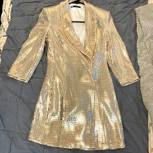 Zara gold sequin blazer dress